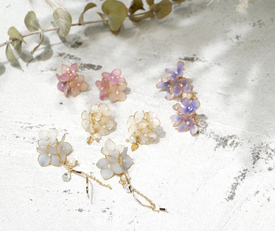 紫阳花 UV胶饰品耳环体验课程 - 金工/饰品 - 其他金属 