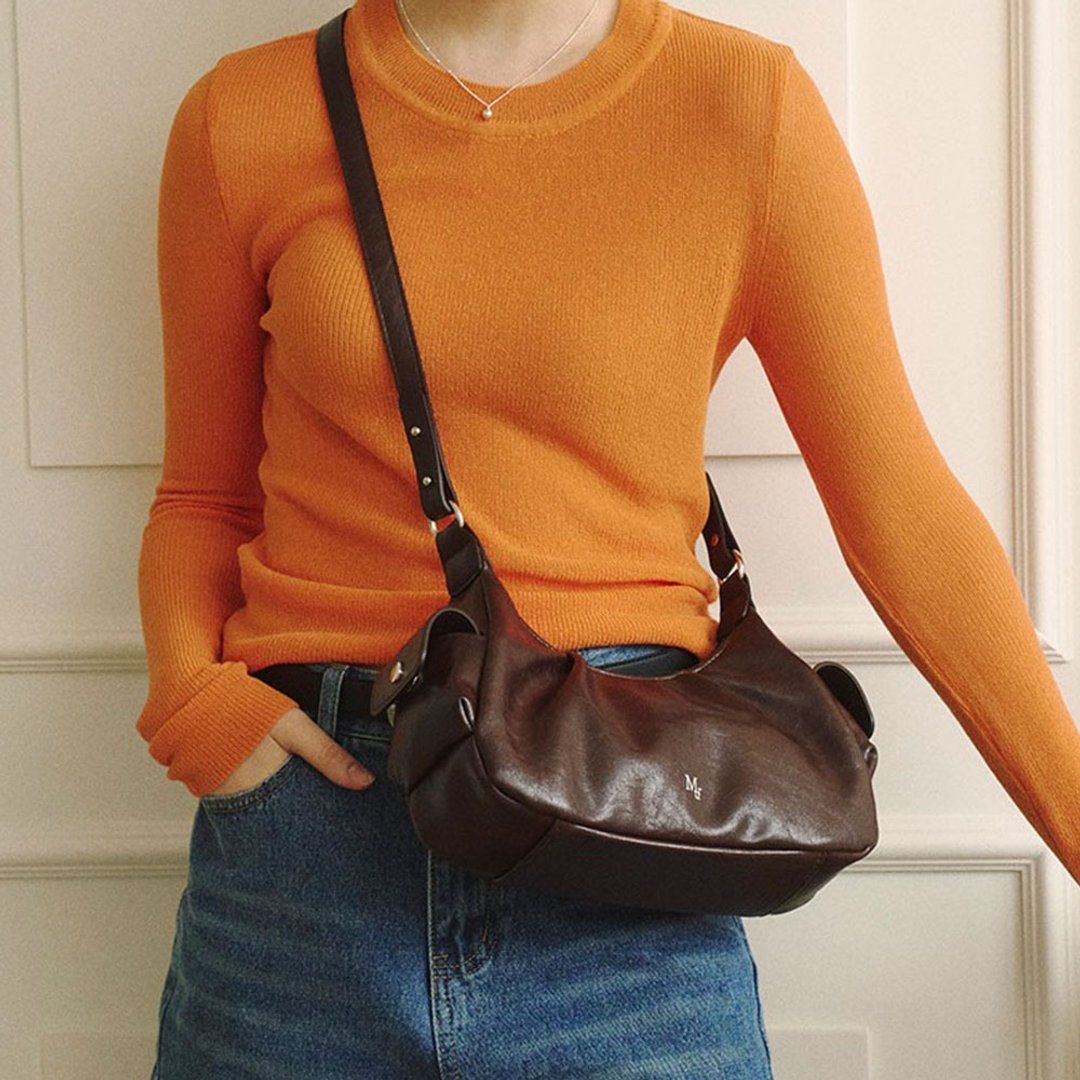 韩国制 MUR Windy bag Vegan Leather 包包 (Burgundy Brown) - 侧背包/斜挎包 - 环保材料 