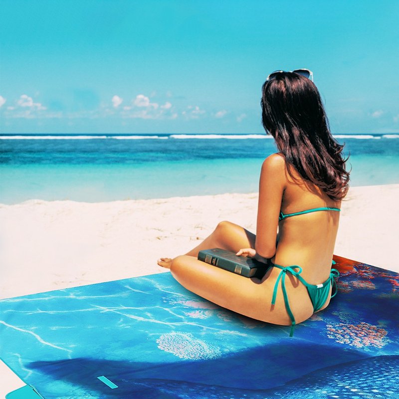 TDN手提设计3D鲸鱼超轻防水文青野餐垫/加大沙滩垫/露营游戏垫 - 野餐垫 - 防水材质 蓝色