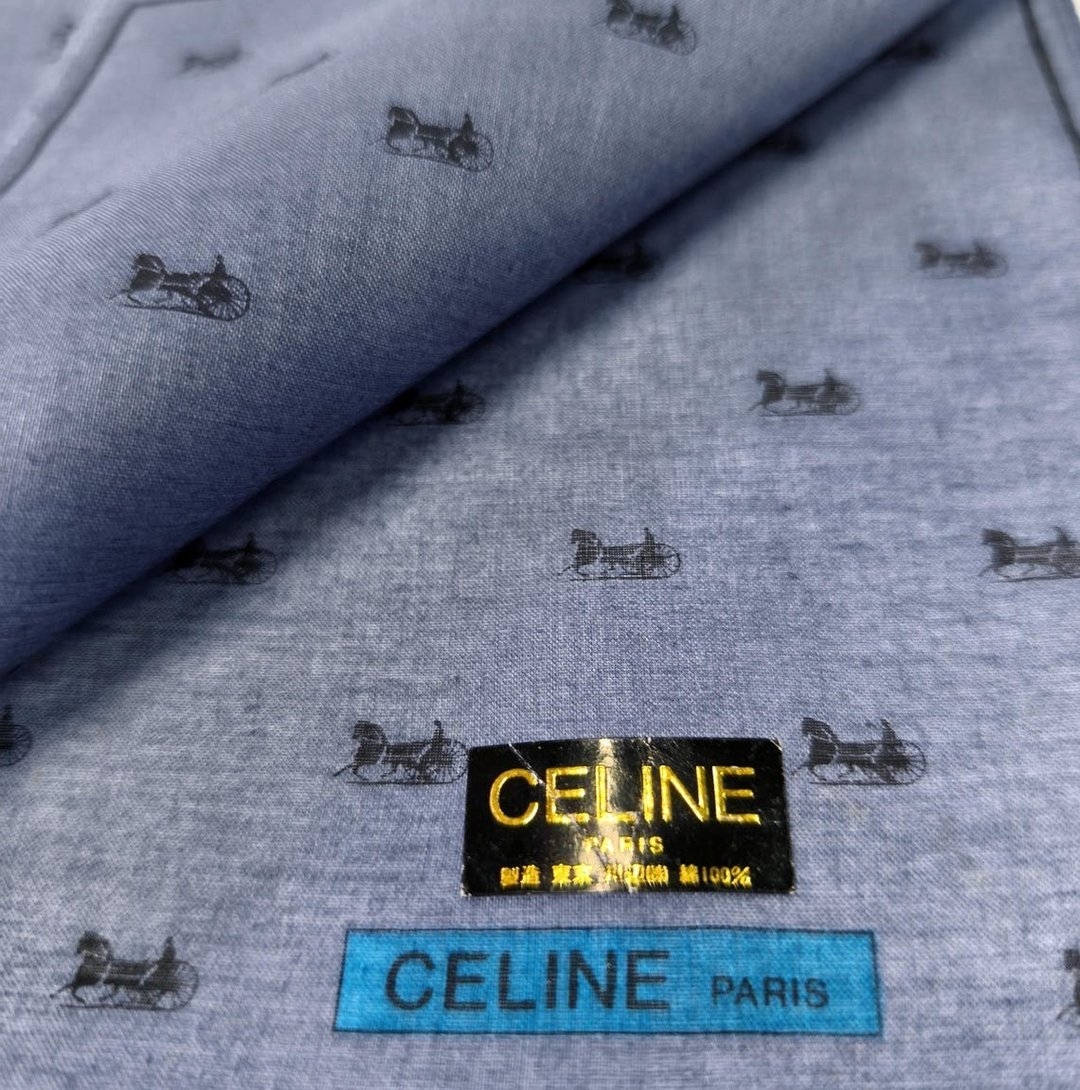 Celine 古着手帕 简约马车图案 19.5 x 19.5 英寸 - 手帕/方巾 - 棉 灰色