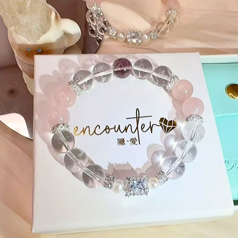 【幽月】白水晶。粉晶。紫晶。珍珠。锆石 - 手链/手环 - 水晶 粉红色