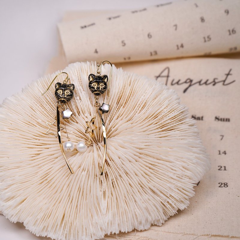 猫奴1号 - 耳环/耳夹 - 玻璃 