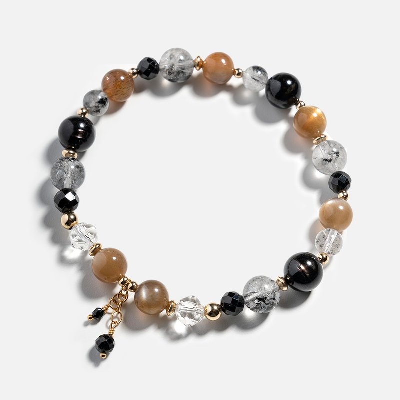 黑太阳石闪灵钻金运石14K包金水晶手链 - 手链/手环 - 水晶 黑色
