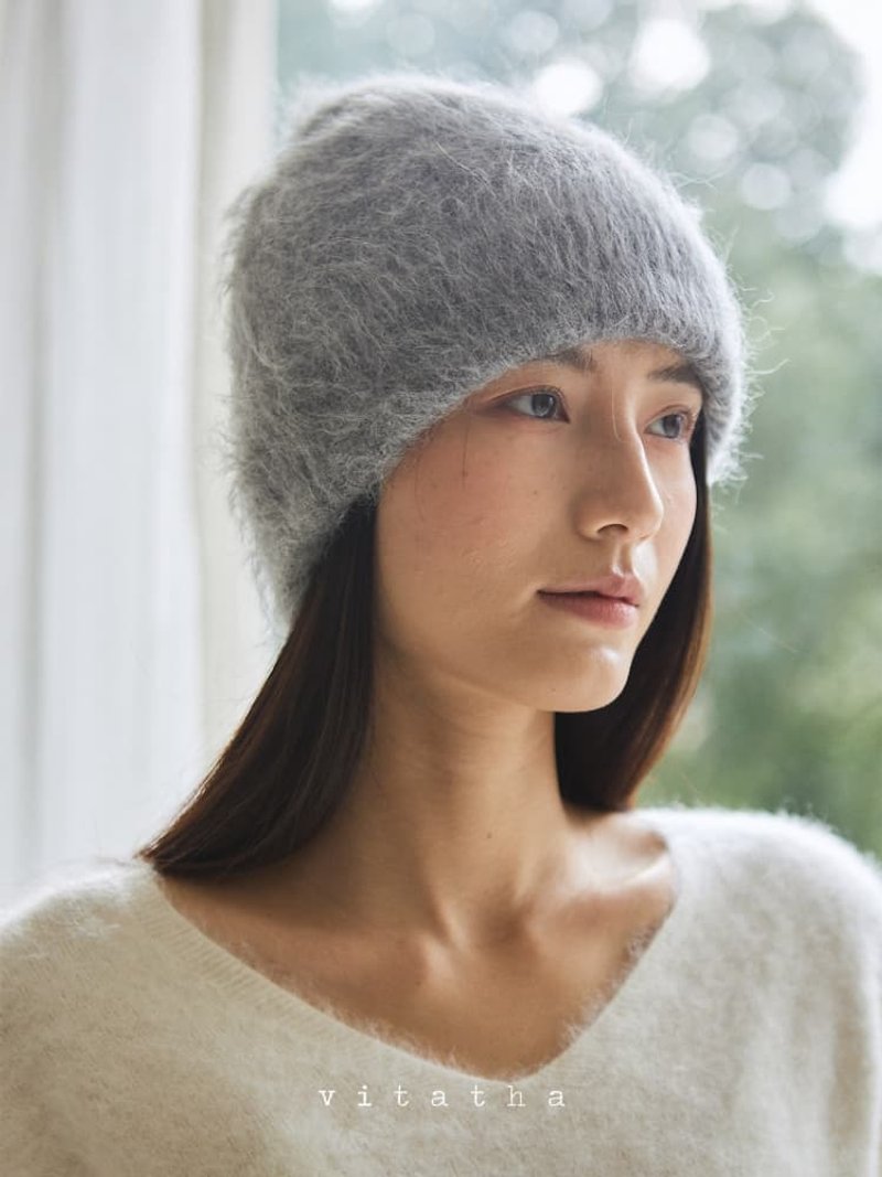 3颜色 冬季软糯休闲百搭帽子 极简羊驼绒针织冷帽 - 帽子 - 羊毛 灰色