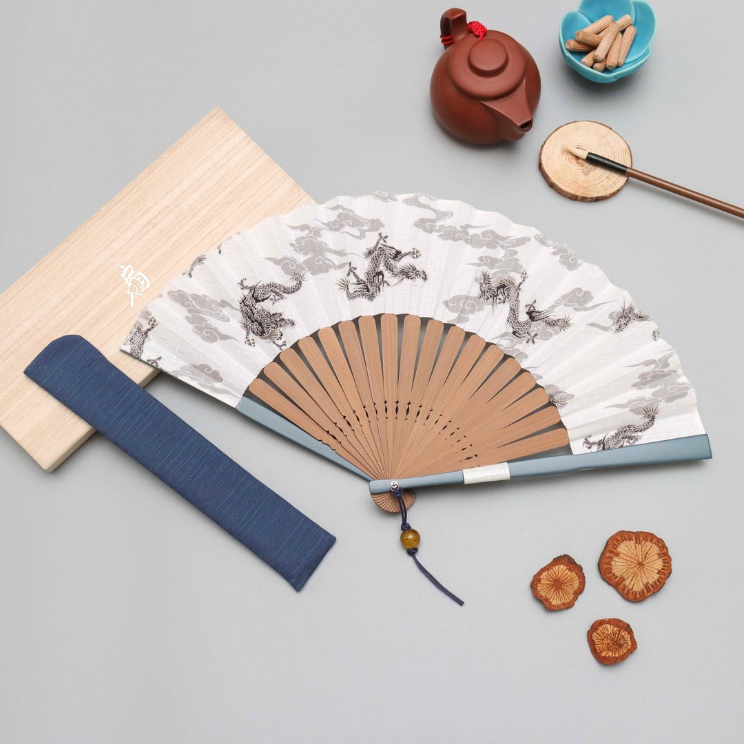 京都飞龙系列扇子(白) - 扇子 - 棉 