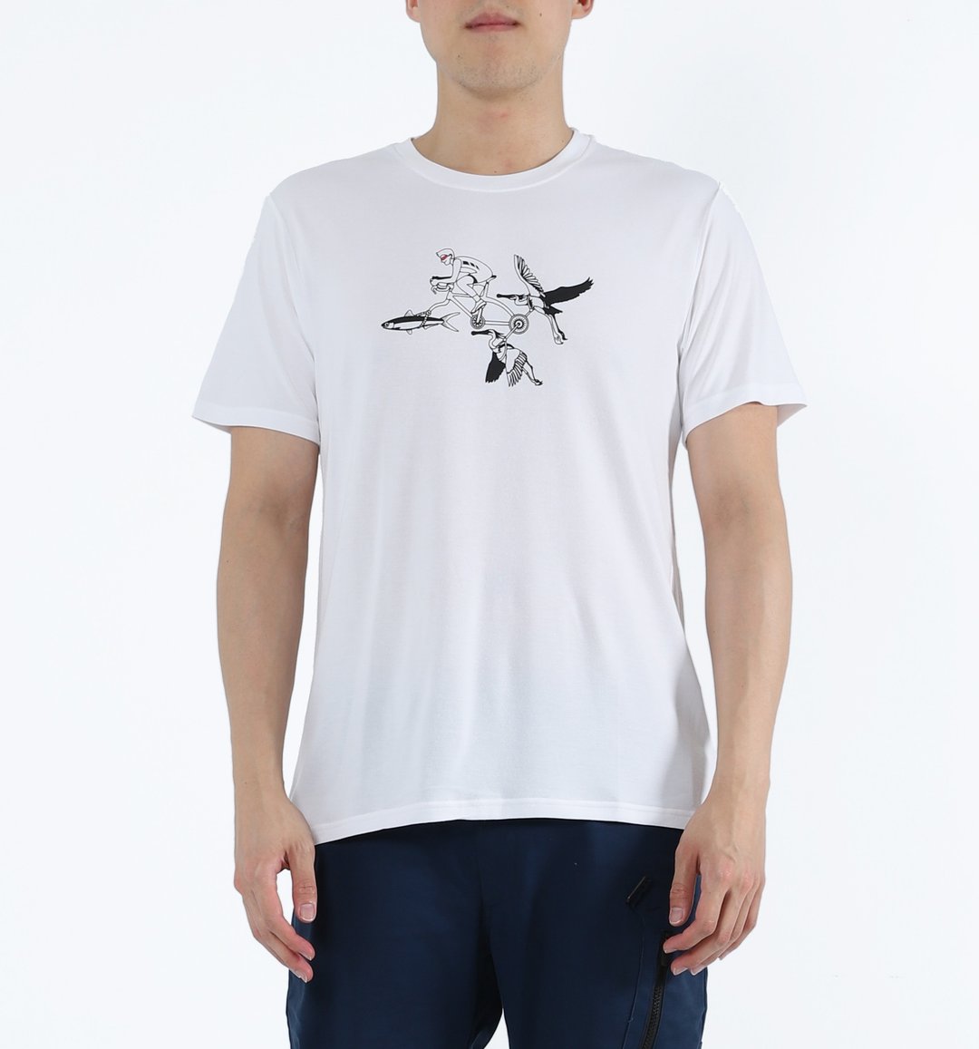 【断码出清】凉爽快干消汗臭胶原蛋白Tee 鱼鹭军战Tshirt 白 - 男装上衣/T 恤 - 环保材料 白色
