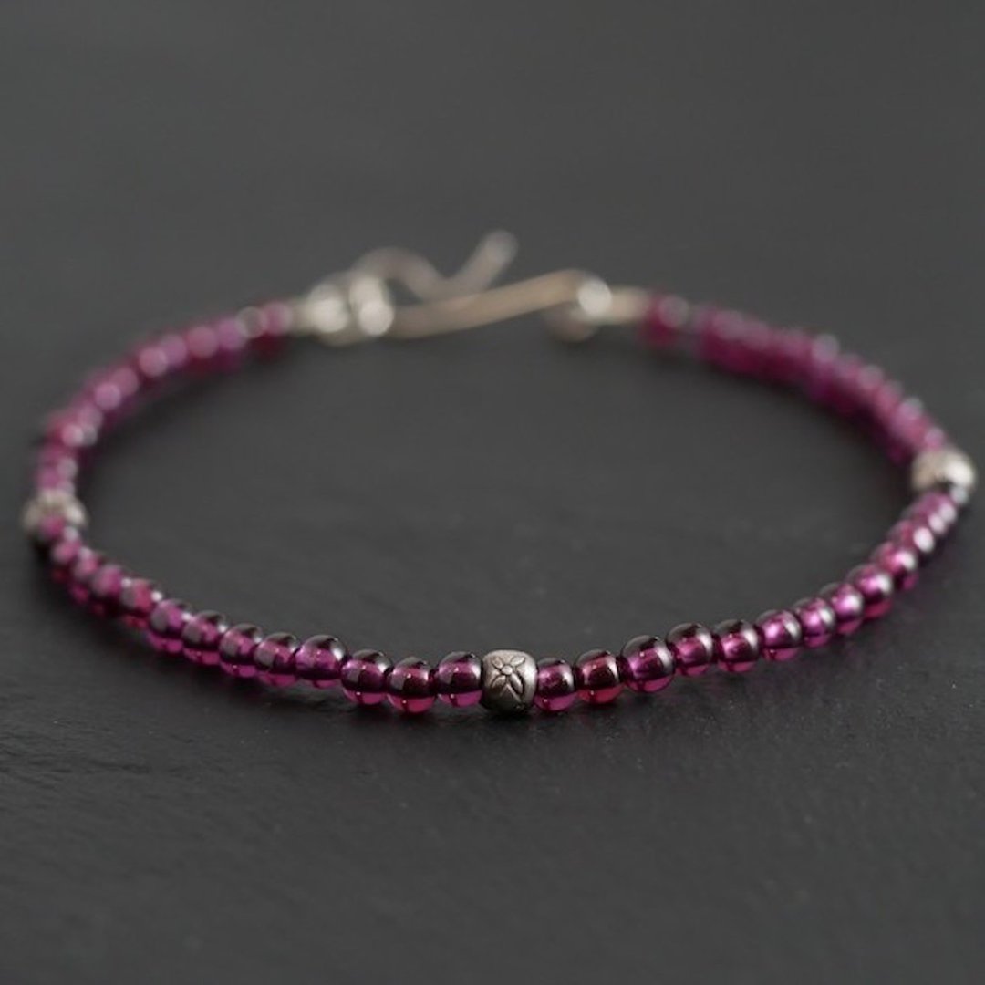 Rhodolite Garnet&Karen Silver Bracelet - 手链/手环 - 半宝石 紫色