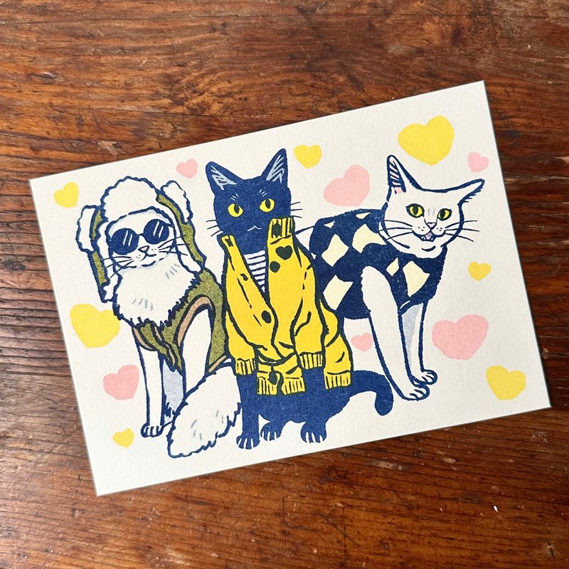 fashionable cats 孔版印刷 明信片 - 卡片/明信片 - 纸 多色