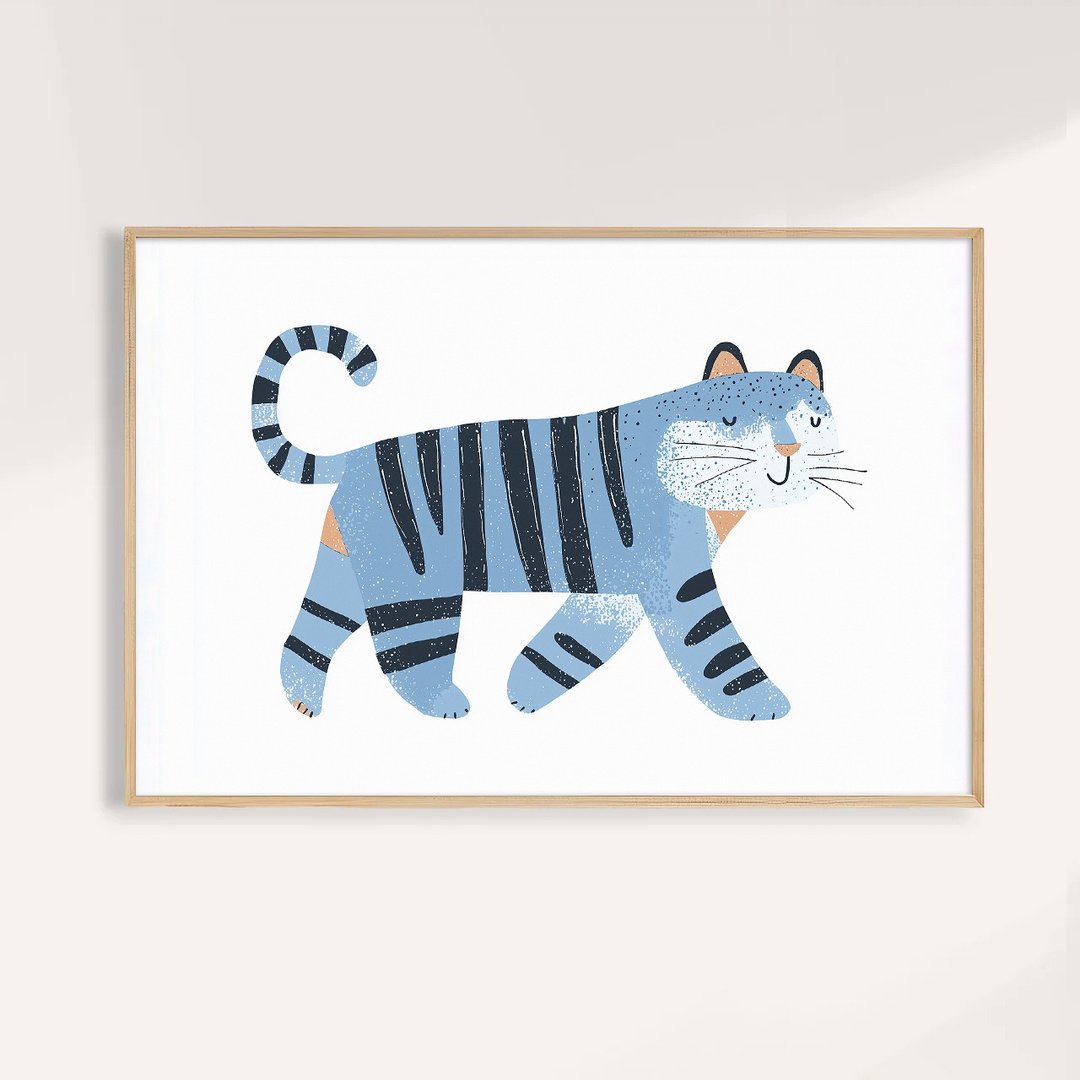 森林里的蓝虎 Blue Tiger in the Woods / 童趣动物插画挂画 - 海报/装饰画/版画 - 纸 