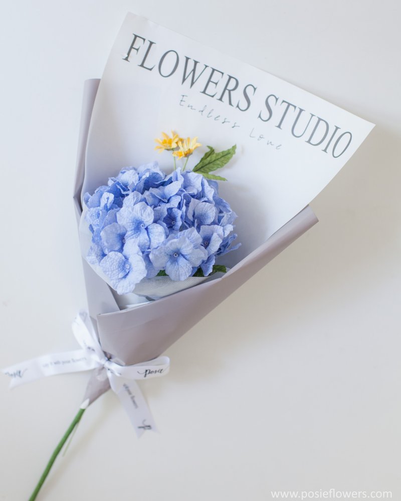 Paper Single BLUE HYDRANGEA  mini Bouquet | Aroma Handmade Gift - 香薰/精油/线香 - 纸 蓝色