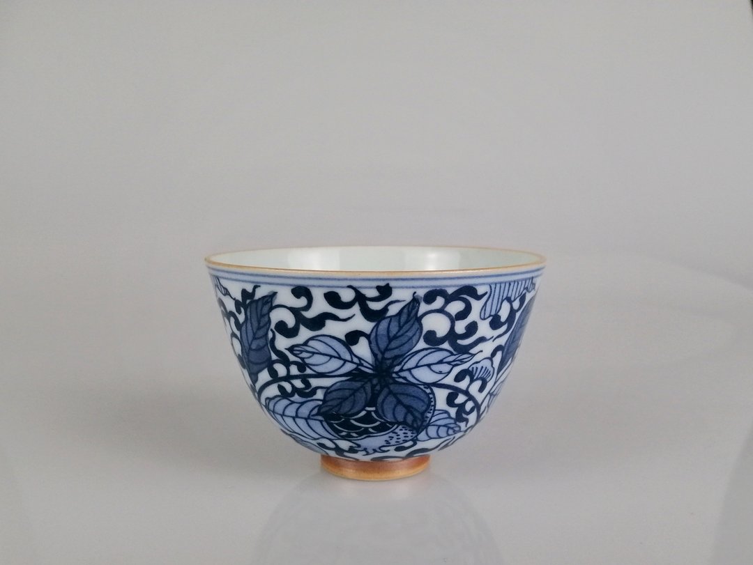 柴烧 手工 手绘 景德镇 等于堂 青花 石榴主人杯 - 茶具/茶杯 - 瓷 蓝色