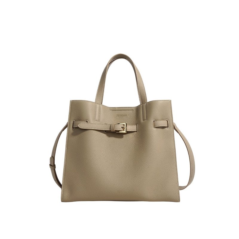 ZENDAR 限量1折  顶级小牛皮托特包肩背包 全新专柜展示品 大象灰 - 侧背包/斜挎包 - 真皮 灰色