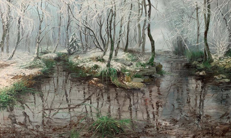 森林画风景画纯手工油画俄罗斯艺术品 - 墙贴/壁贴 - 其他材质 