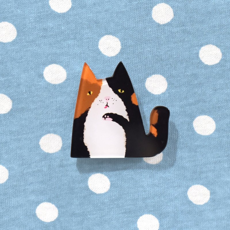 舔舔小肉掌跩跩花喵－厚切别针 - 徽章/别针 - 压克力 多色