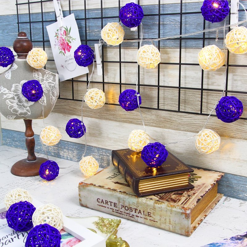 创意灯饰 藤球灯串 插座款 紫罗兰 长度3M LED气氛灯 圣诞节 - 灯具/灯饰 - 竹 紫色