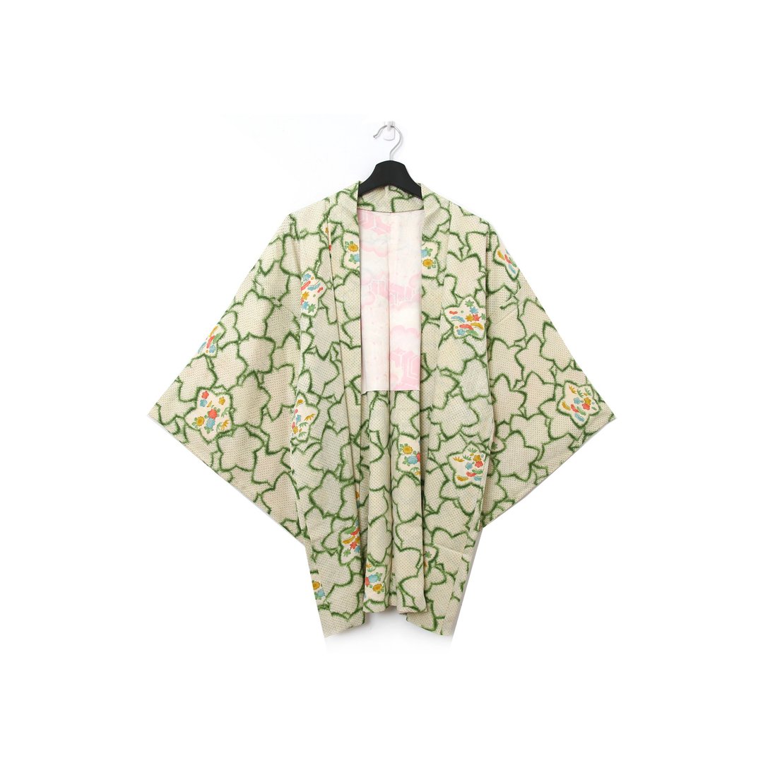 Back to Green-日本带回羽织 枫叶堆叠 /vintage kimono - 女装休闲/机能外套 - 丝．绢 