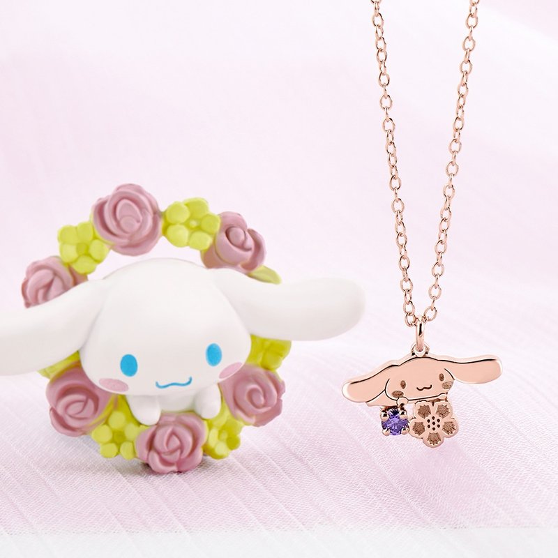 【定制化礼物】喜拿诞生花系列-大耳狗诞生石纯银项链-2月樱草 - 项链 - 纯银 银色