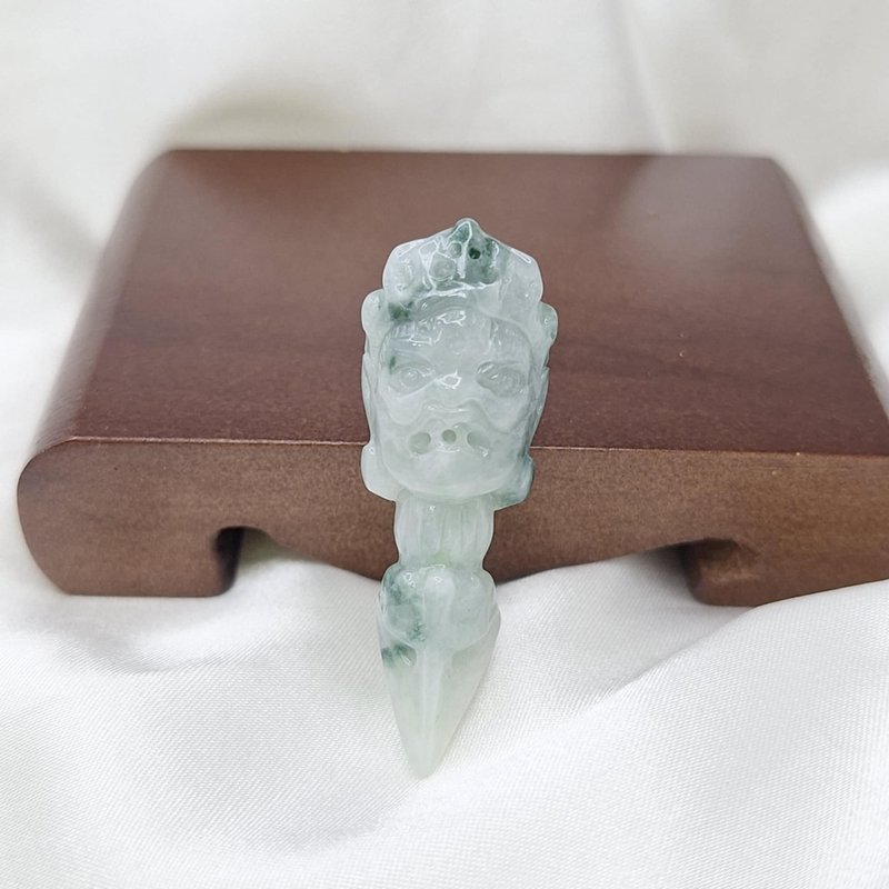 蓝飘花不动明王 金刚杵 吊坠 | 天然缅甸玉A货翡翠 - 项链 - 玉石 