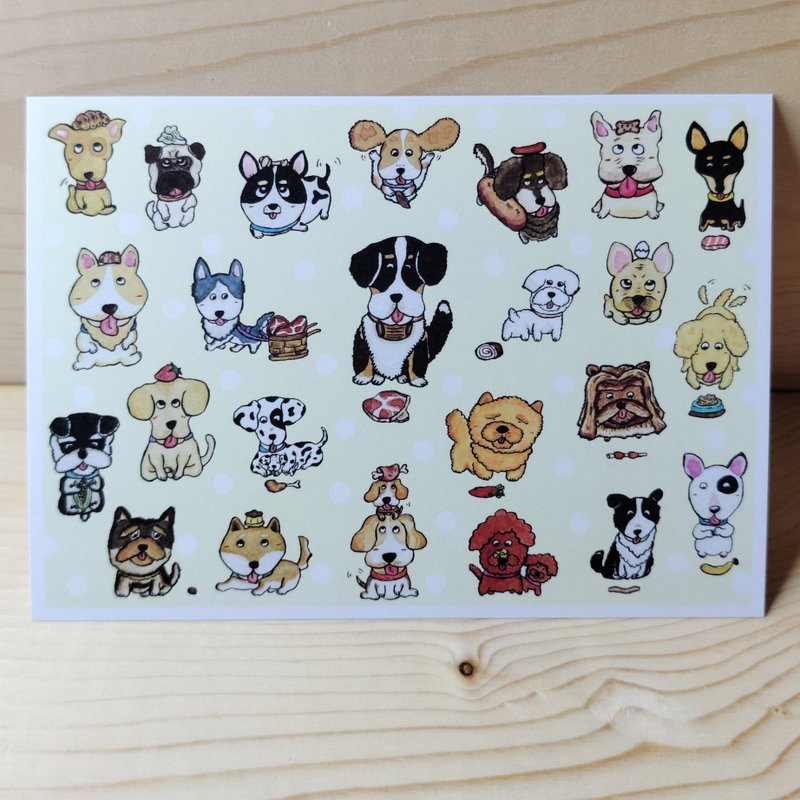 明信片/卡片/插画卡片 狗狗爱吃系列 - 卡片/明信片 - 纸 多色
