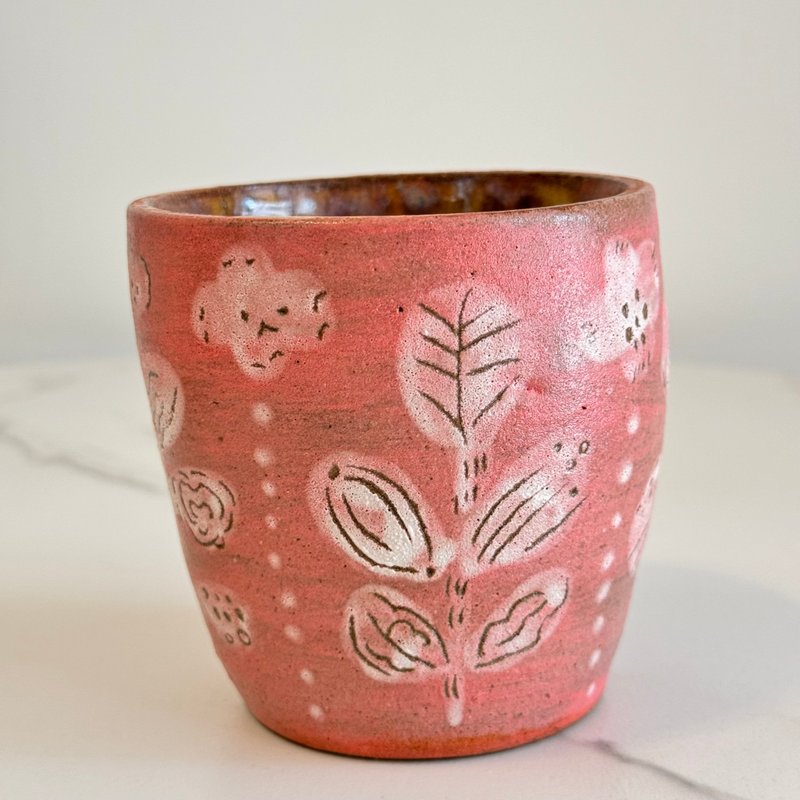 粉红春意可爱花花杯 - 其他杯子 - 陶 粉红色