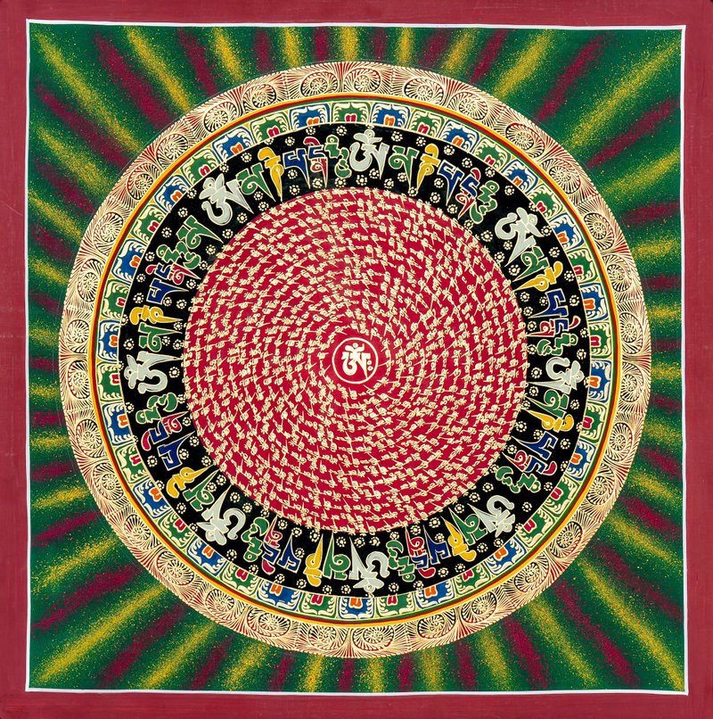 手工制作的唐卡咒语曼陀罗  精细的神圣几何图形 - 墙贴/壁贴 - 其他材质 多色