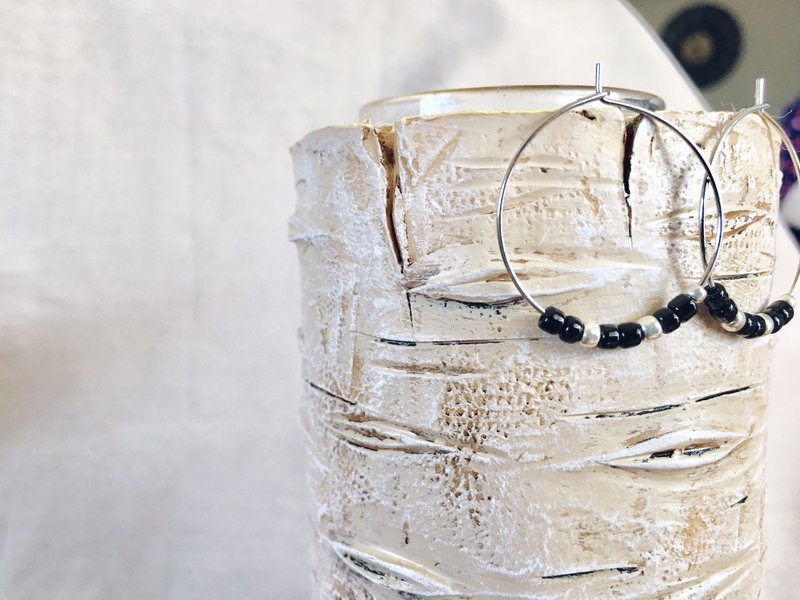 祝福计划 The Blessing Project 基督教福音品牌 质感手作耳环 银色黑色 珠珠圈圈 - 耳环/耳夹 - 其他金属 银色