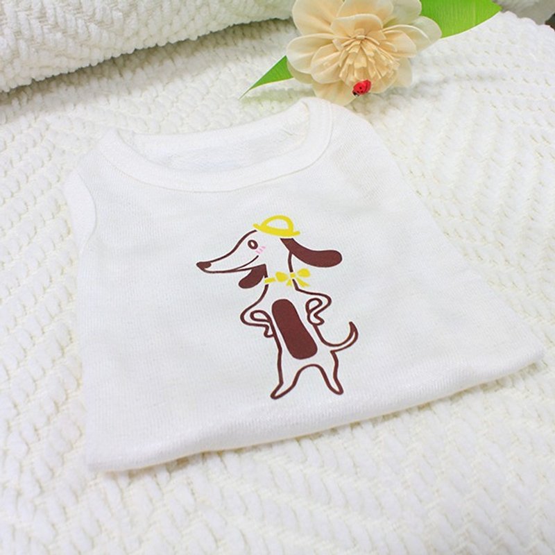 毛孩姓名订做款 腊肠狗 戴帽款 Sausage Dog 反光衣(毛孩款) - 衣/帽 - 棉．麻 白色