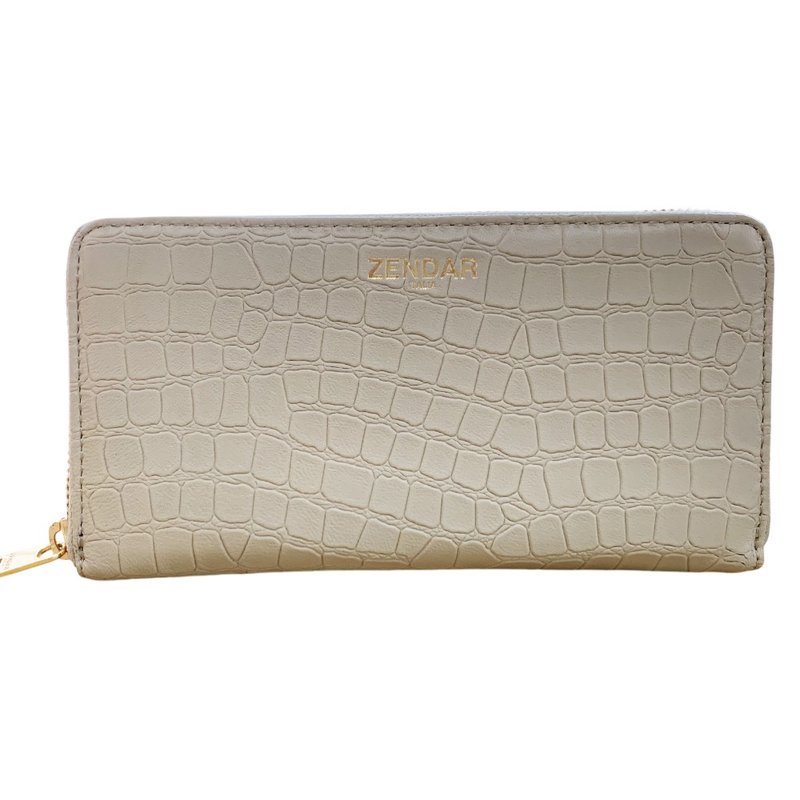 ZENDAR 限量1折 顶级羊皮鳄鱼纹拉链长夹 全新专柜展示品 - 皮夹/钱包 - 真皮 灰色