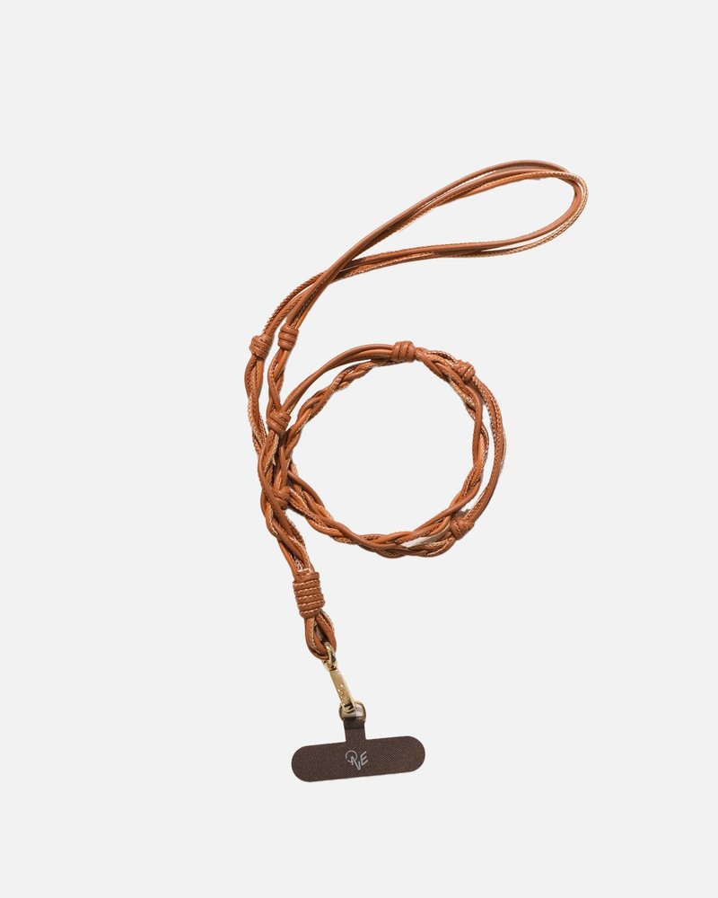 纯素皮革手机背带 咖啡色 X 焦糖棕 - 挂绳/吊绳 - 人造皮革 咖啡色