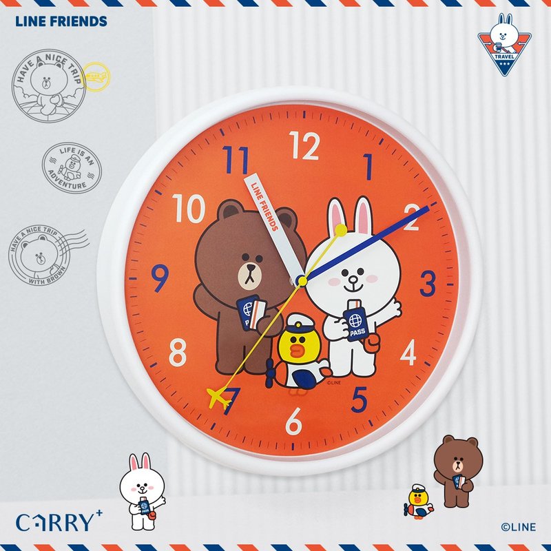 LINE FRIENDS环游世界挂钟 (静音扫秒机芯) - 时钟/闹钟 - 塑料 蓝色