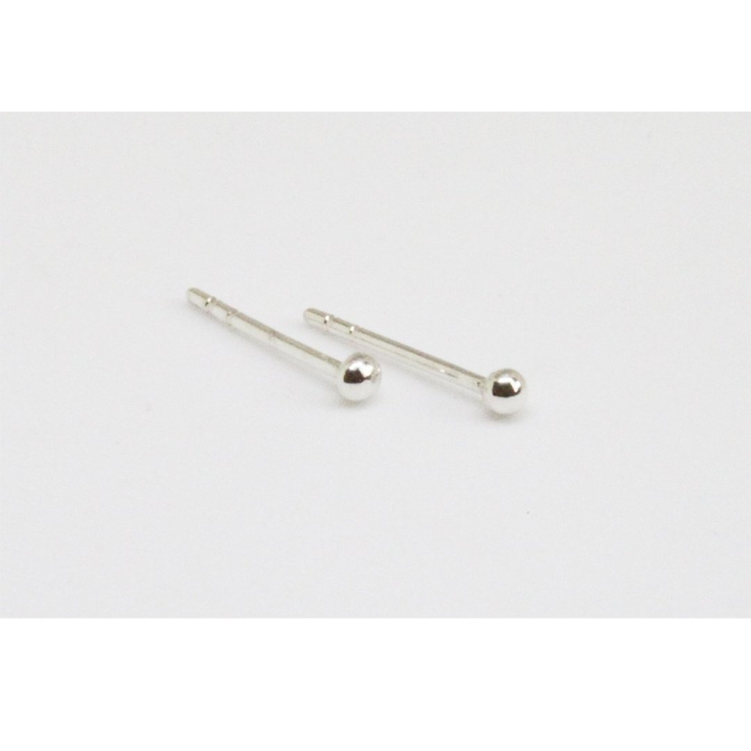 【经典款】2mm 纯银 迷你圆头耳环  耳针 - 耳环/耳夹 - 纯银 银色