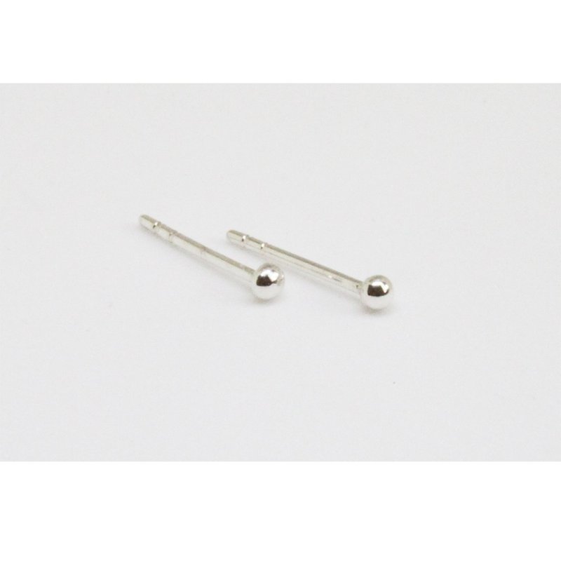 【经典款】2mm 纯银 迷你圆头耳环  耳针 - 耳环/耳夹 - 纯银 银色