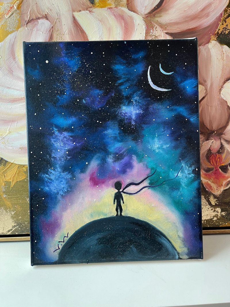 王咖咖 油画-小王子 5F - 海报/装饰画/版画 - 颜料 黑色