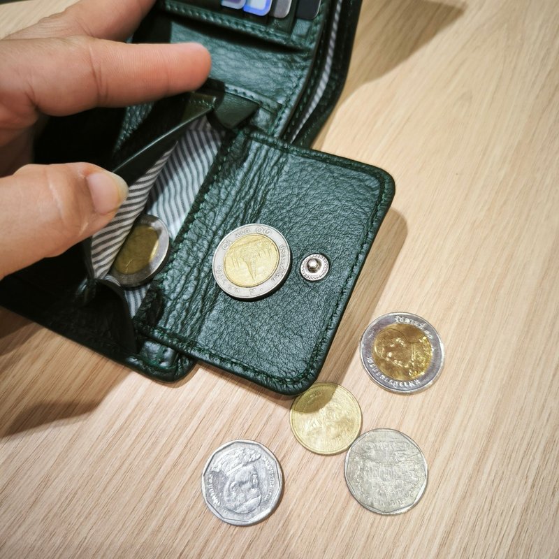 W004 Wallet+Coin pocket - Forest Green  - Genuine leather - 皮夹/钱包 - 真皮 绿色