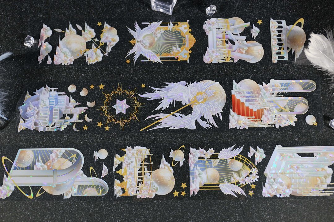 神族金 PET 纸胶带 白墨贝壳光 10米卷 - 纸胶带 - 塑料 多色