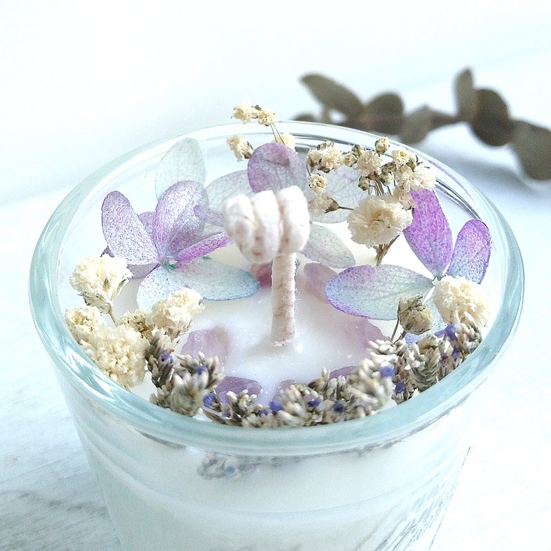 干燥花晶石玻璃小杯蜡烛 紫水晶 紫蓝渐变色  大豆蜡烛 生日礼物 - 蜡烛/烛台 - 玻璃 紫色