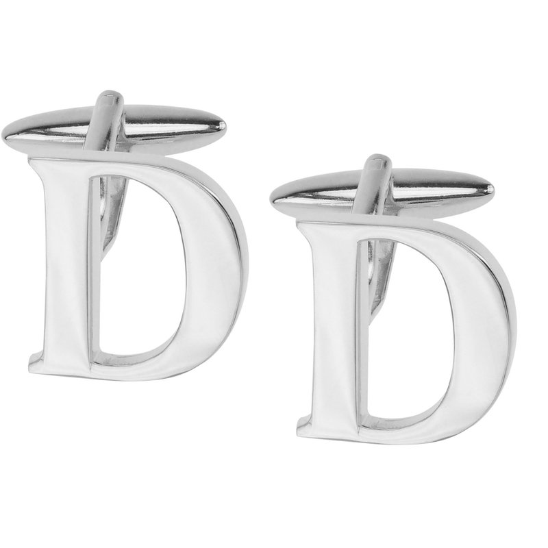 银色字母D袖扣 - 袖扣 - 其他金属 银色