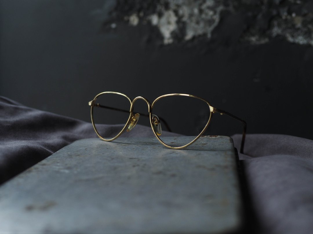 流沙金丝雕花率性圆三角形细框金属镜框 古董眼镜 Italy/glasses - 眼镜/眼镜框 - 贵金属 金色