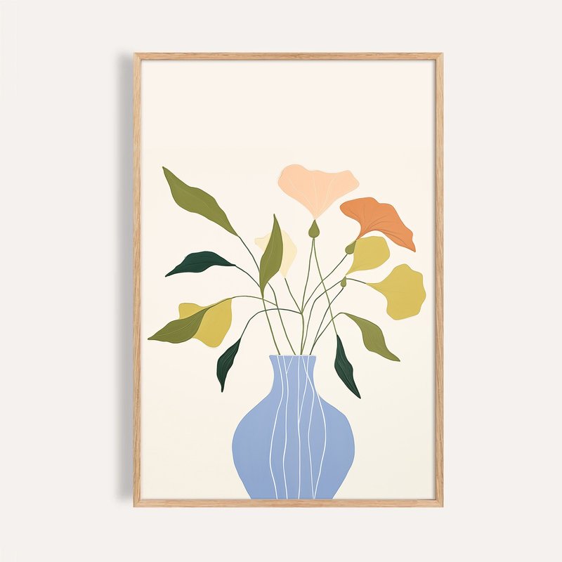 蓝瓶花语 Bloom in Blue Vase / 现代北欧花卉艺术挂画 - 海报/装饰画/版画 - 纸 