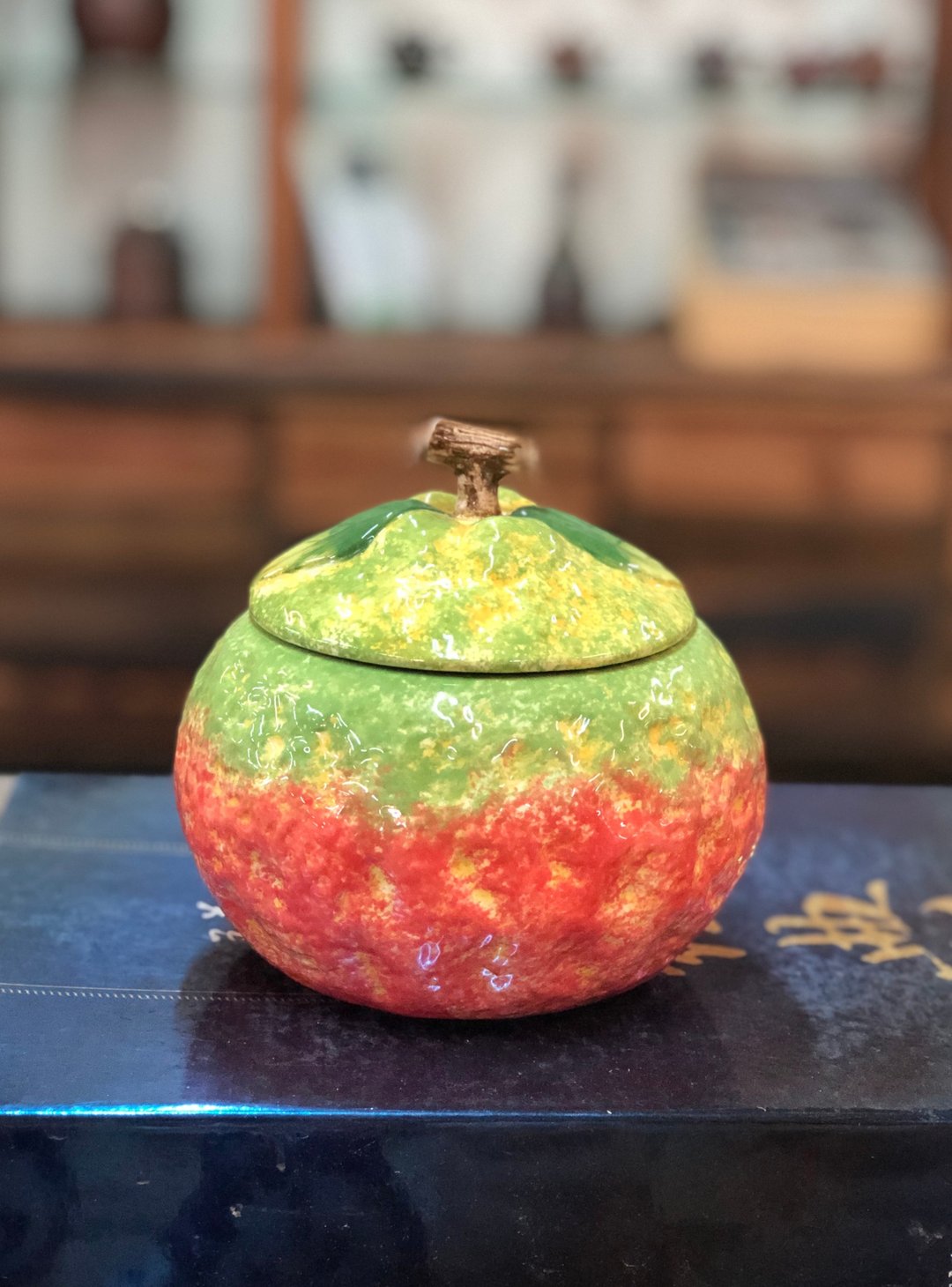 台湾制造 纯手工彩绘 陶瓷 吉利橘子罐 糖果罐 收纳罐 - 摆饰 - 瓷 橘色