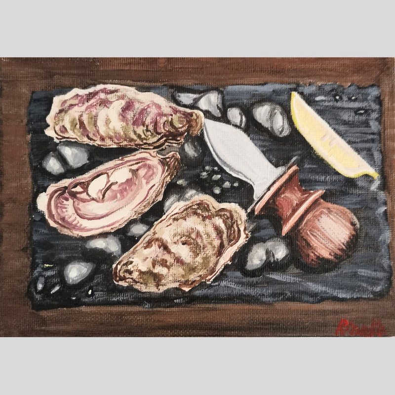 牡蛎食物绘画原创裱框艺术家居装饰礼物 作者 RinaArtSK - 墙贴/壁贴 - 其他材质 多色