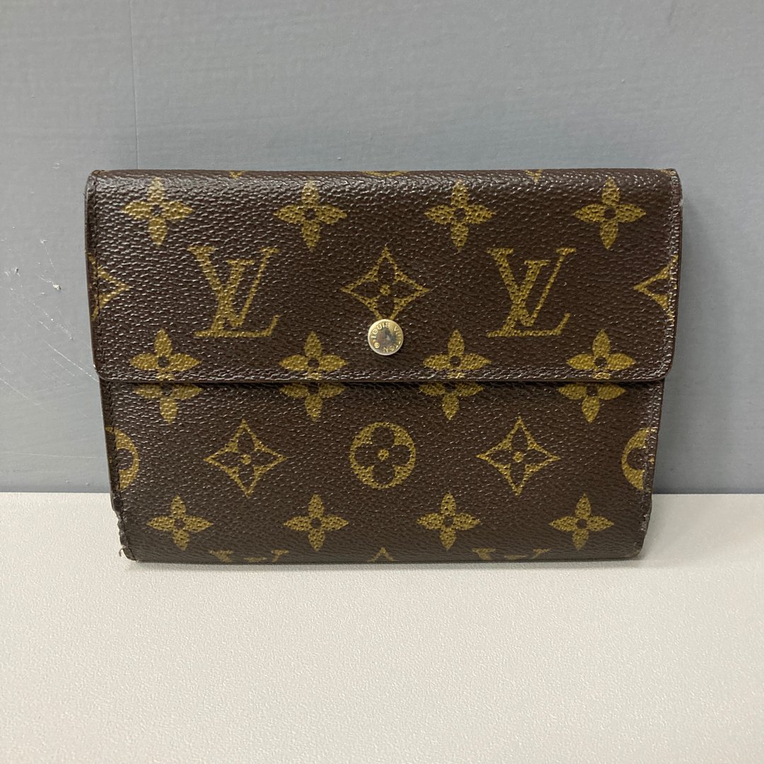 LOUIS VUITTON LV 古董皮夹 经典老花 monogram防水帆布 vintage - 皮夹/钱包 - 其他材质 咖啡色