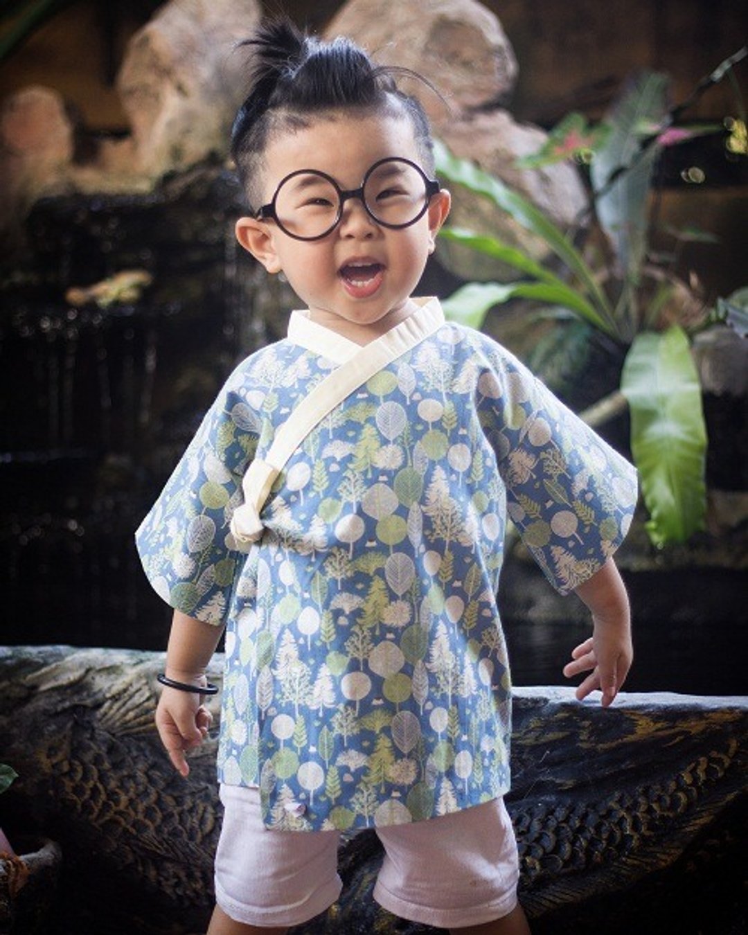 Japanese Cotton Boy Kimono Top Akito - 其他 - 棉 蓝色