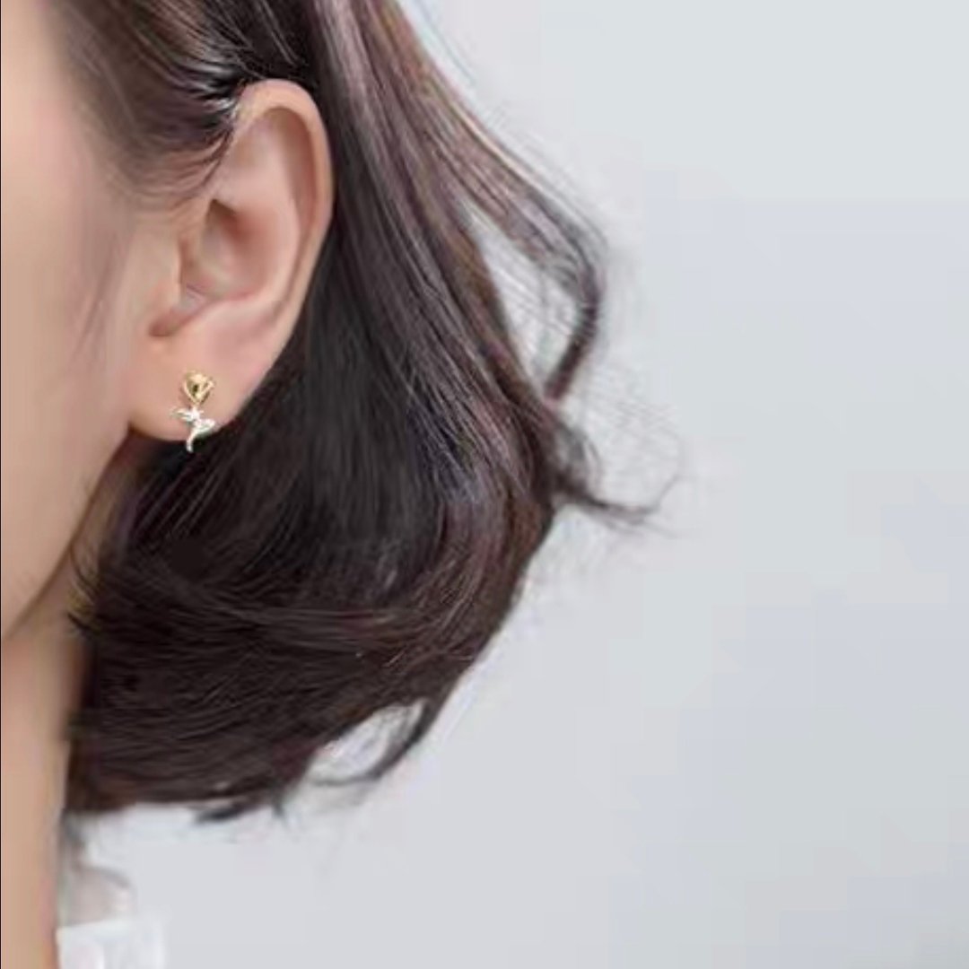 925纯银 小王子的玫瑰花项链 - 纯银项链 玫瑰花耳环 - 项链 - 纯银 银色