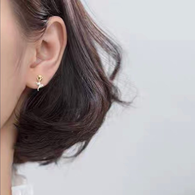 925纯银 小王子的玫瑰花项链 - 纯银项链 玫瑰花耳环 - 项链 - 纯银 银色