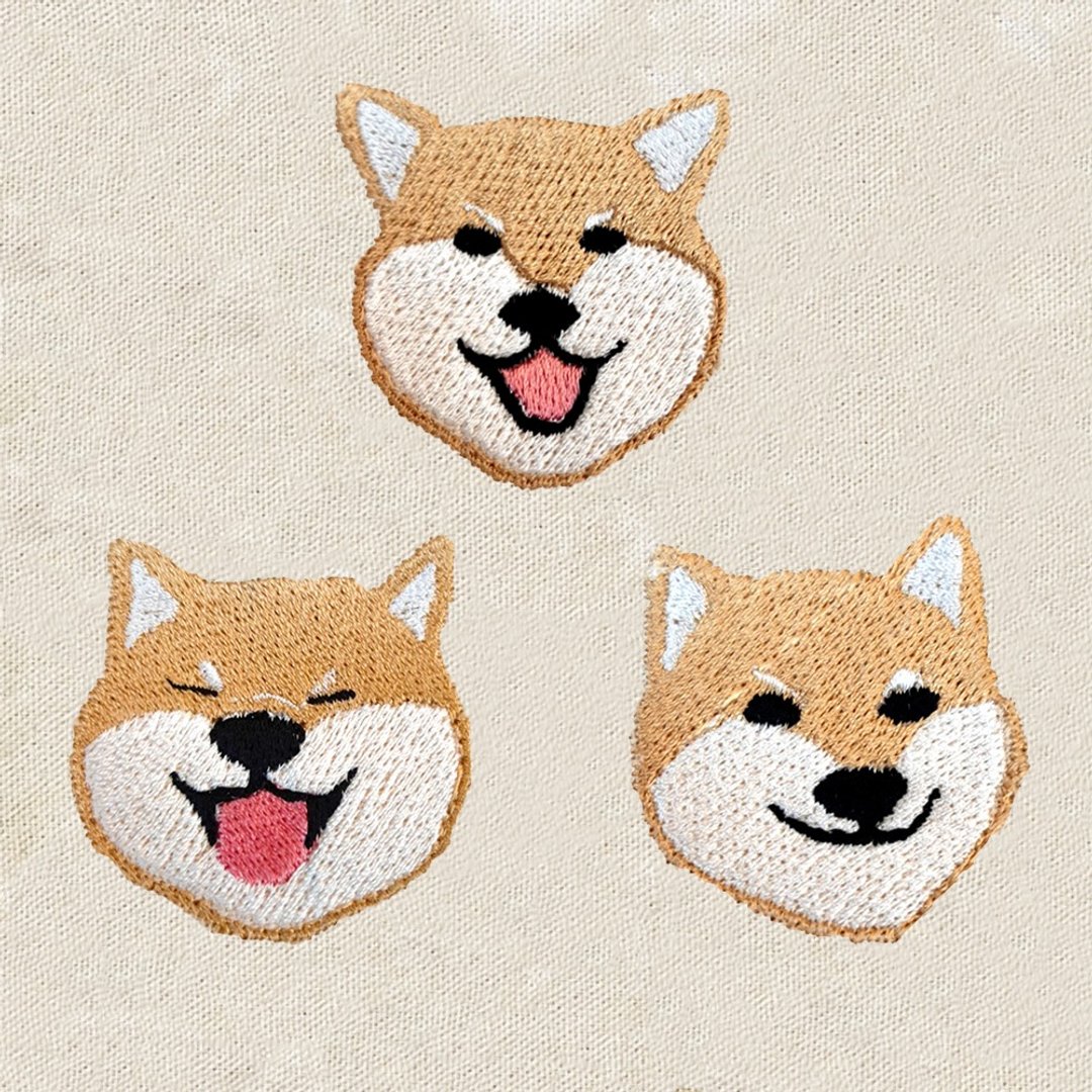 【加购刺绣】柴犬三连拍 | 公版电绣图案 - 其他 - 绣线 卡其色