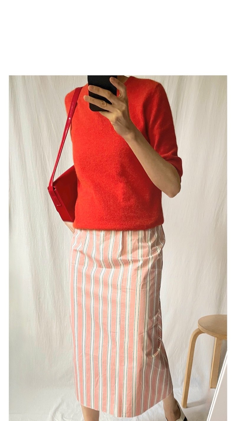 有温度的毛衣五分袖换季喀什米尔毛衣 西西里血橙红 - 女装针织衫/毛衣 - 羊毛 