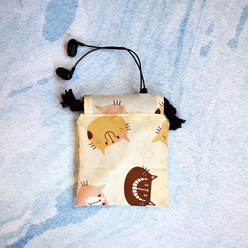 小束口袋/印章袋_微笑猫咪 - 束口袋双肩包 - 尼龙 橘色