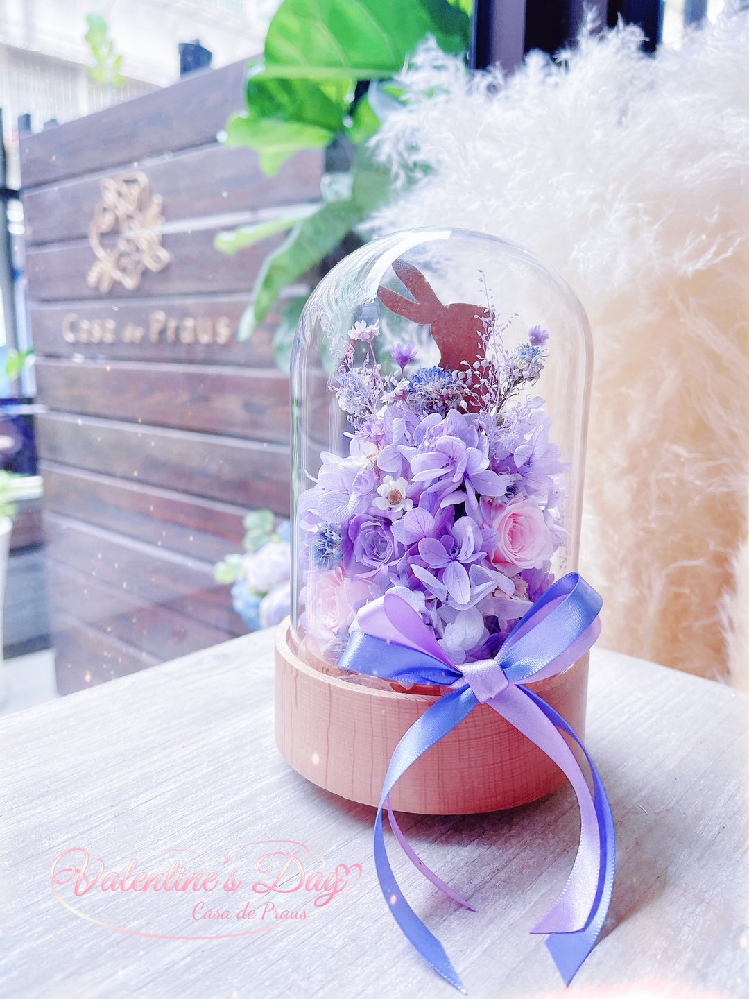 梦幻转圈圈 紫色兔兔旋转音乐盅 - 干燥花/捧花 - 植物．花 紫色