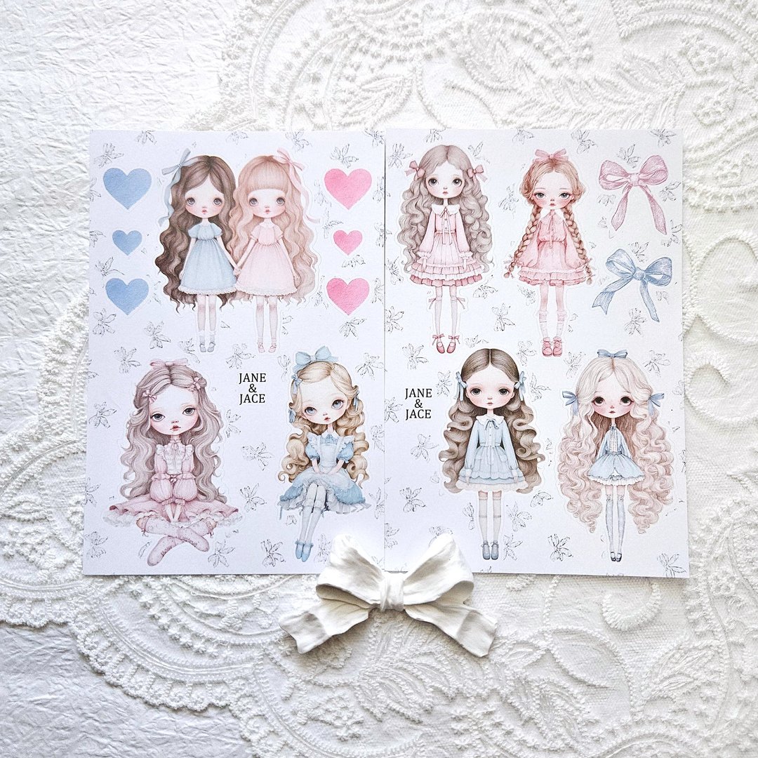 petites ribbon girl 刀线贴纸 - 贴纸 - 纸 